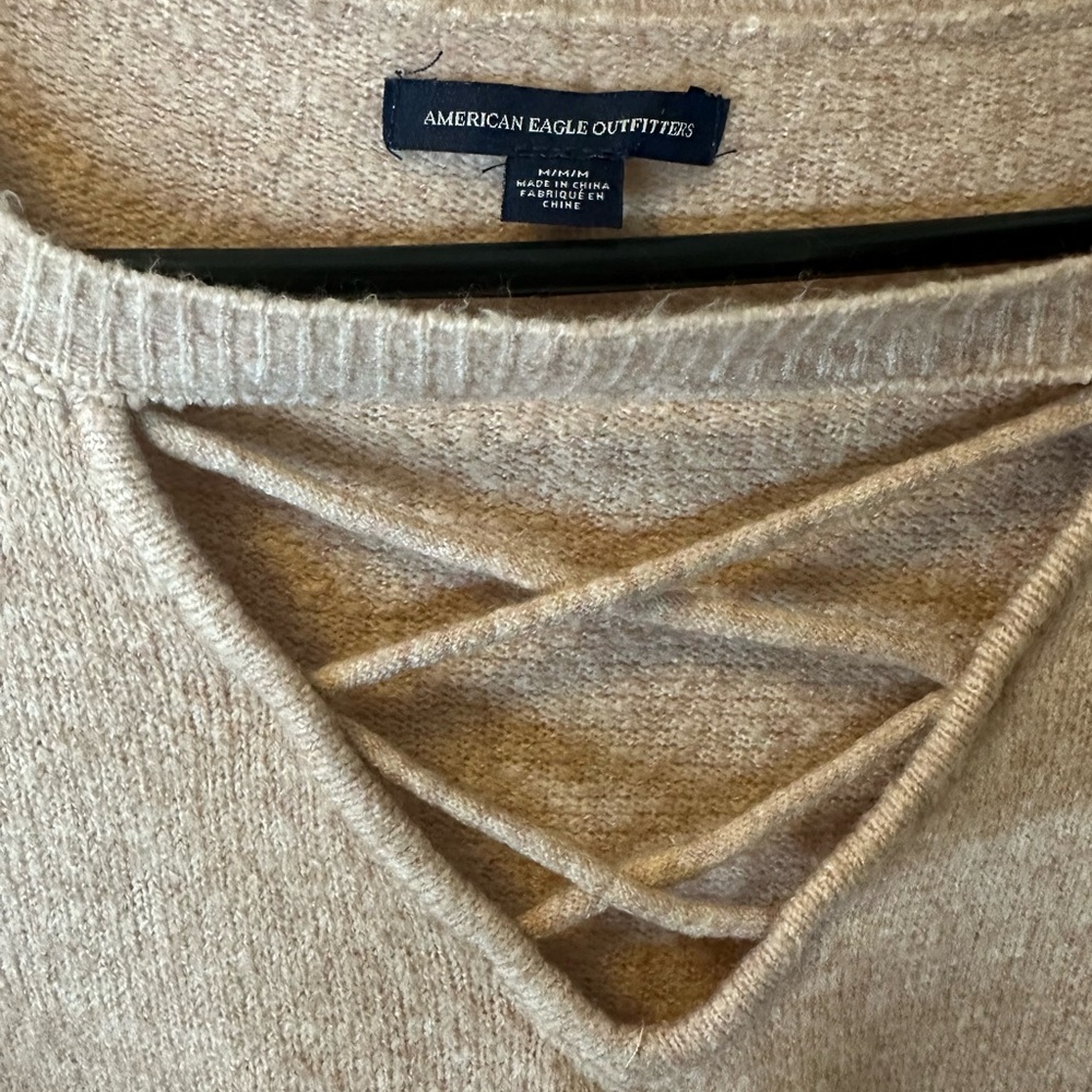 American Eagle Outfitters Tan V-Neck Sweater